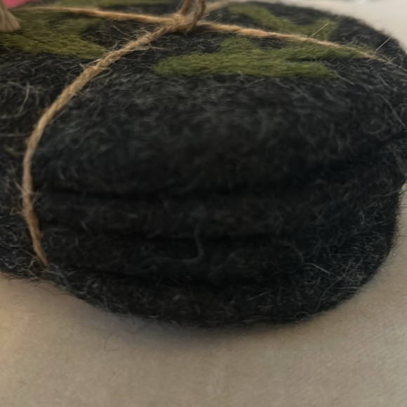 Thirstystone Round Felt Wool Antler Coasters From Nepal, Set of 4 - Picture 4 of 5